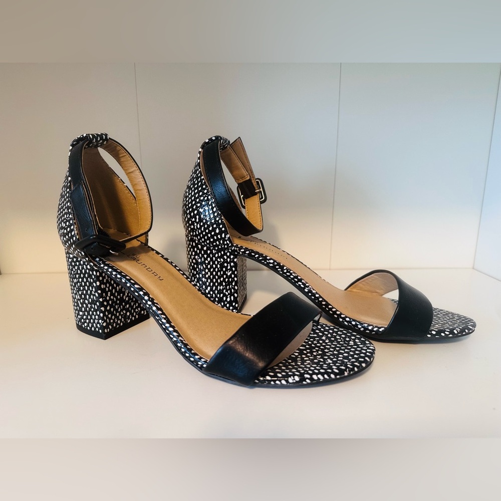 Black and White Patterned Women's Sandals